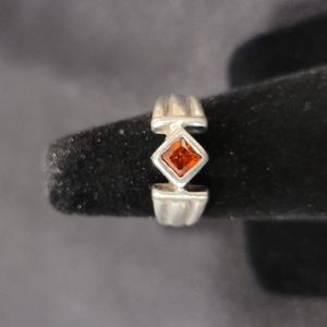 Garnet & Sterling Silver Ring Sz 5.75